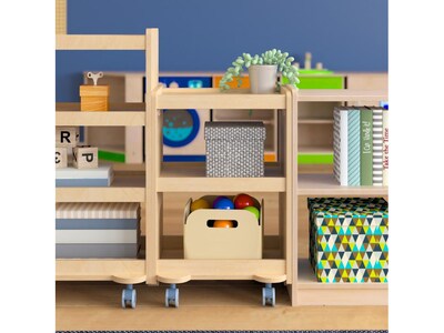 Flash Furniture Bright Beginnings Mobile 3-Tier Storage Cart, 25"H x 16"W x 16"D, Natural Birch Plywood (MK-KE24084-GG)