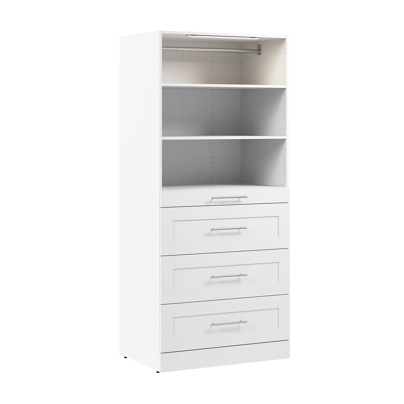 Bestar Florence Closet System, 5 Shelves, 4 Drawers, 36W x 25D, White (127607-000017)