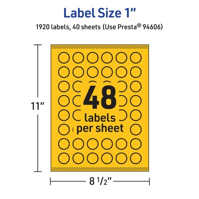 Avery Starburst Laser/Inkjet Multipurpose Labels, 1", Bright Yellow (1920/Box)
