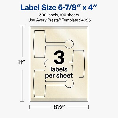 Avery Laser/Inkjet Sealing Labels, 5-7/8" x 4", Pearlized Ivory, 300 Labels/Box (19479370779)