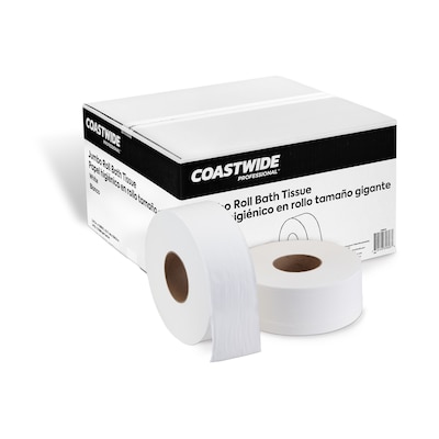 Coastwide Professional Jumbo Toilet Paper, Heavy 1-ply, White, 1000 ft./Roll, 12 Rolls/Carton (CW26215)