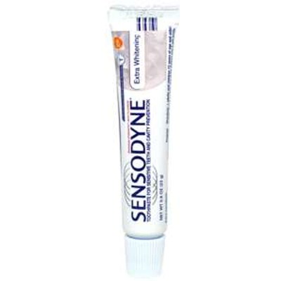 Sensodyne Extra Whitening Toothpaste,  0.8 oz Trial Size Tube, 12 Tubes/Dispensit Box, 12 Dispensit Boxes/Carton