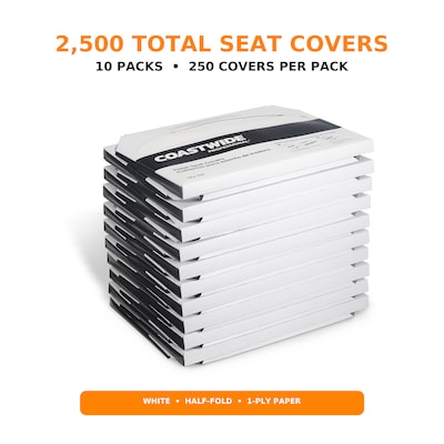 Coastwide Professional Toilet Seat Covers, 250/Pack, 10 Packs/Carton