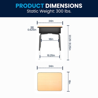 Flash Furniture 24"W Student Desk with Open Front Metal Book Box, Wood Grain/Black (FD-DESK-GG)