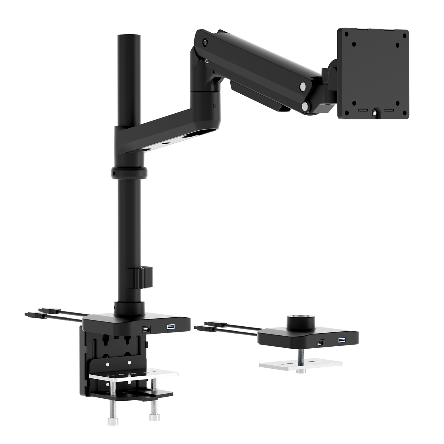 Mount-It! ProFlex Adjustable Heavy-Duty Monitor Mount with Pole & Gas Spring Arm, Fits 17- 49 Ultrawide Monitors, Matte Black