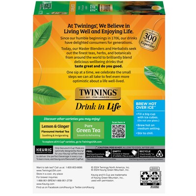Twinings Decaf Green Tea, Keurig® K-Cup® Pods, 24/Box (TNA90557)