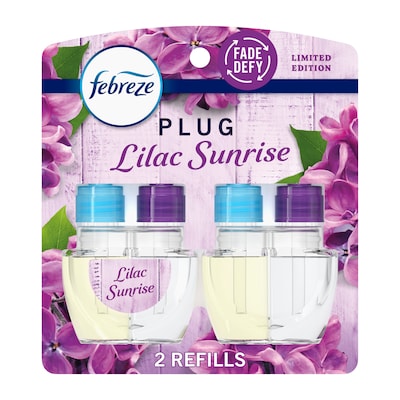 Febreze Plug In Air Freshener Scented Oil Refill, Lilac Sunrise Scent, 2/Pack (21136)