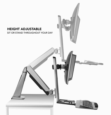 Mount-It! Sit Stand Desk Mount Workstation, Dual Monitor Standing Desk Converter, Full Motion Arm, Height Adjustable (MI-7904)