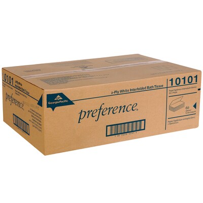 Preference 2-Ply Single Fold Interfold Toilet Paper, White, 400 Sheets/Pack, 60 Packs/Carton (10101)