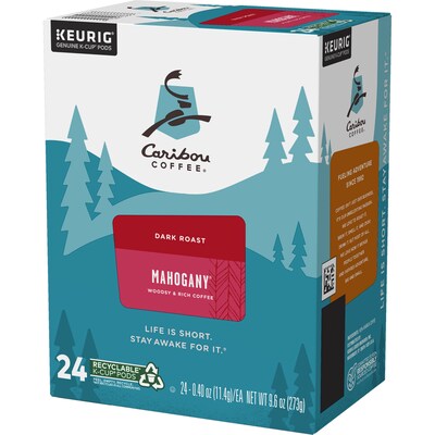 Caribou Mahogany Coffee, Dark Roast, 0.40 oz. Keurig® K-Cup® Pods, 24/Box (6990)