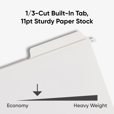 Smead FasTab Recycled Hanging File Folder, 1-Tab, Letter Size, White, 20/Box (64002)