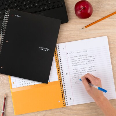 Five Star 5-Subject Subject Notebook, 8.5" x 11", College Ruled, 200 Sheets, Black (72081)