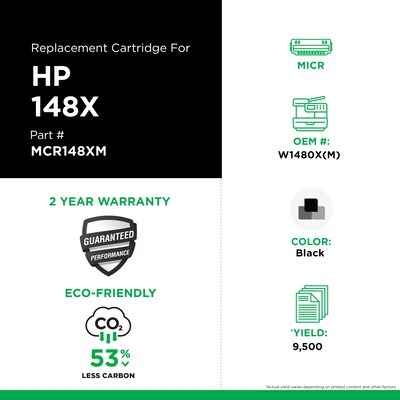 MICR Print Solutions Black High Yield MICR Toner Cartridge Replacement for HP W1480X