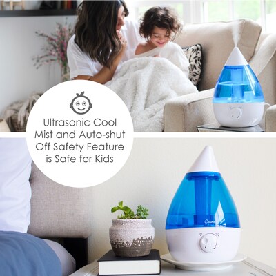 Crane Drop Ultrasonic Cool Mist Tabletop Humidifier, 1-Gallon, Blue & White (EE-5301)