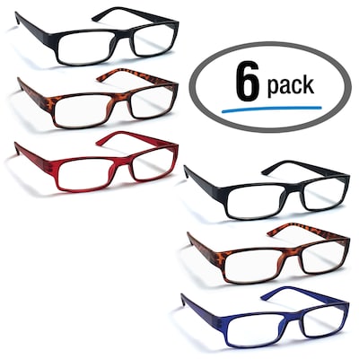 Boost Eyewear Reading Glasses, +2.5 Rectangular Frames Assorted Colors (27250)