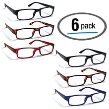 Boost Eyewear Reading Glasses, +1.0 Rectangular Frames Assorted Colors (27100)