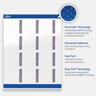 Avery Laser/Inkjet Square Multipurpose Labels, 2" x 2", White, 120/Pack (S00-F4M)