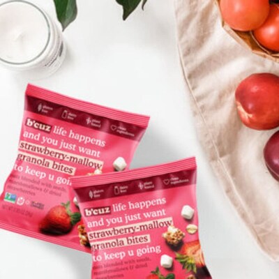 B'cuz Gluten Free Strawberry Mallow Granola Bites, 1 oz., 18 Bags/Box (BCZ-STR118)