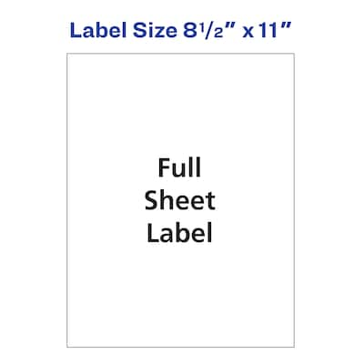 Avery Inkjet Shipping Labels, 8-1/2" x 11", White, 1 Label/Sheet, 20 Sheets/Pack, 20 Labels/Pack (8255)