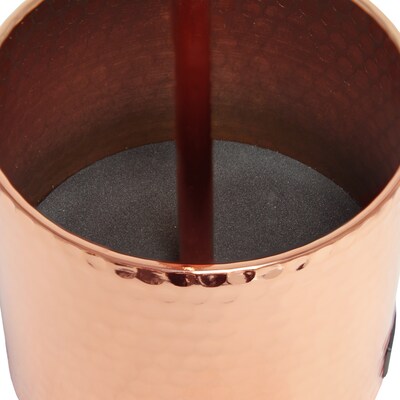Simple Designs Hammered Metal Organizer Table Lamp with USB charging port and Fabric Shade, Rose Gold (LT1085-RGD)