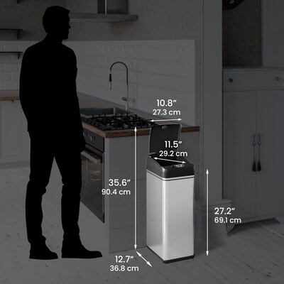 iTouchless Stainless Steel Sensor Trash Can, 13 Gallon, Silver (DZT13)