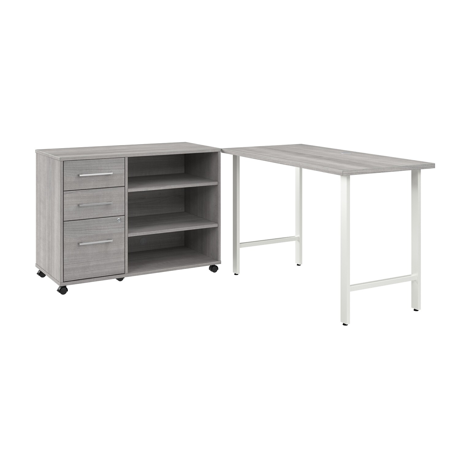 Bush Business Furniture Hustle 48W Computer Desk and Storage Cabinet with Drawers and Shelves, Platinum Gray (HUS007PG)