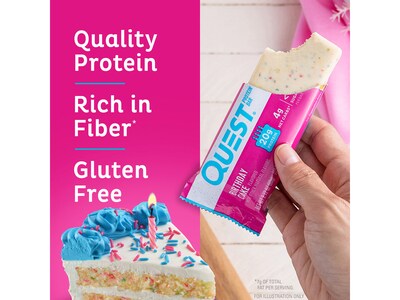 Quest Gluten Free Birthday Cake Protein Bar, 2.12 oz., 12 Bars/Box (QPBBDC12)
