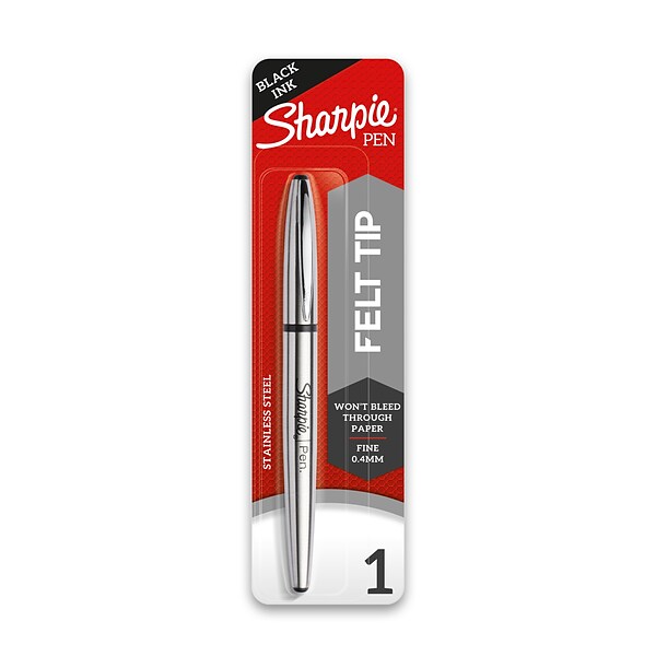 Sharpie Felt Tip Pens, Fine Point (0.4mm), 4 Count Black Ink