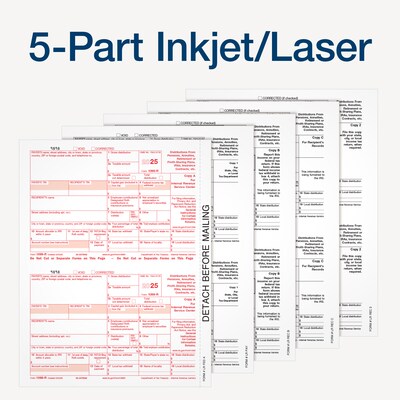 Adams 2025 1099-R Tax Forms Kit, 5-Part, 2-Up, 10/Pack (STAX5R-25)