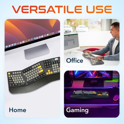 Delton KB450 Wireless Ergonomic Gaming Mechanical Keyboard with Wrist Pad, Black (DKBEM450-WR)