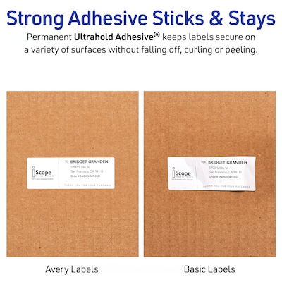 Avery Waterproof Laser Shipping Labels, 2" x 4", Matte White, 500 Labels/Box (5523)
