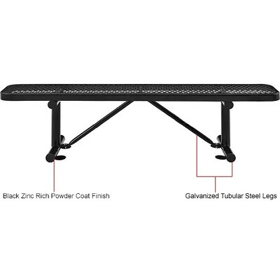 Global Industrial 6' Outdoor Steel Flat Bench, Expanded Metal, Black (277156BK)
