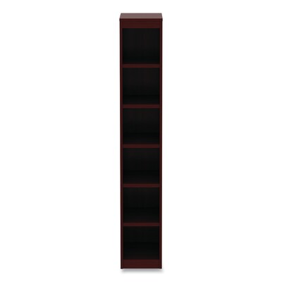 Alera Valencia Series Narrow Profile Bookcase, Six-Shelf, 11.81w x 11.81d x 71.73h, Mahogany