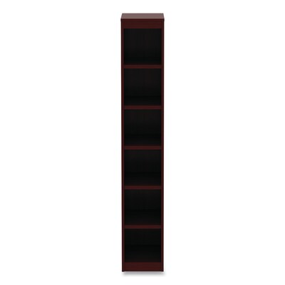 Alera Valencia Series Narrow Profile Bookcase, Six-Shelf, 11.81w x 11.81d x 71.73h, Mahogany