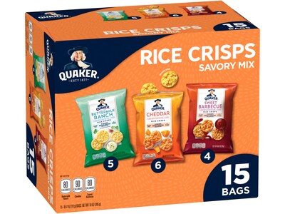 Quaker Gluten Free Savory Mix Rice Crisps, 10 oz., 15 Bags/Box (57841)