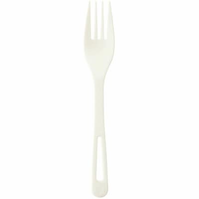 World Centric Compostable TPLA Plant Starch/Oil Forks, Beige, 24 Pieces/Pack (WORFOPSR)