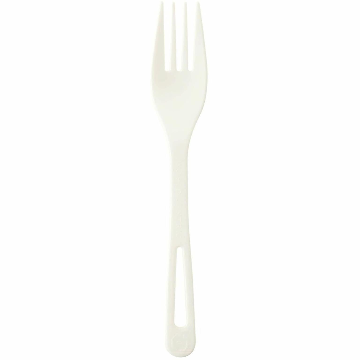 World Centric Compostable TPLA Plant Starch/Oil Forks, Beige, 24 Pieces/Pack (WORFOPSR)