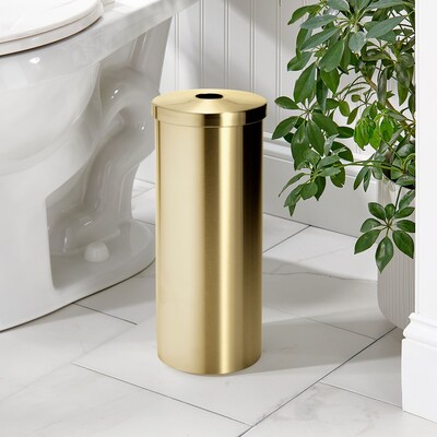 mDesign 3-Roll Steel Toilet Paper Storage Holder with Lid, Soft Brass (25974)