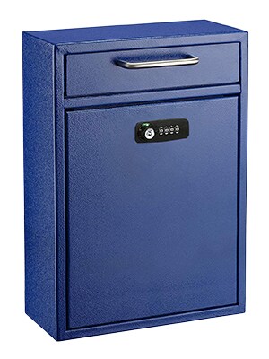 AdirOffice Steel Locking Wall Mounted Drop Box Interoffice Mailbox with Key and Combination Lock , Blue (631-04-BLU-KC-PKG)