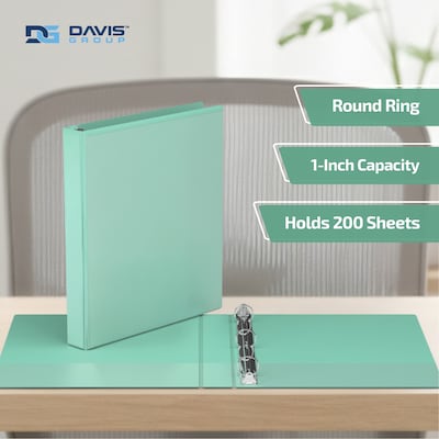 Davis Group, 1, 8.5 x 11, Round Ring View Binder, Pastel Color, Mint, 6/Pack (7411-14-06)