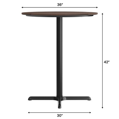 Flash Furniture Acadia 36" Round Wooden Dining Table with X-Base, Dark Brown/Black Base (STRD36WBRT3030B)