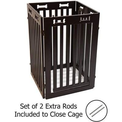 Arf Pets Freestanding 360° Foldable Dog Gate, 4-Panel Extension, 80"W x 31.5"H, Rich Espresso (APDGWD4P)