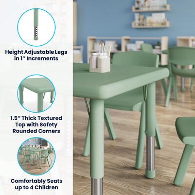 Flash Furniture Wren Square Activity Table, 24" x 24", Height Adjustable, Sage (YUYCX0022SQRSGE)