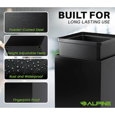Alpine Industries Steel Recycling, Compost, and Trash Can Set, 29 Gallon, 3/Pack (ALP4450-BLK-KIT36)