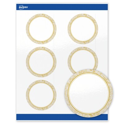 Avery Round Laser/Inkjet Multipurpose Labels, 3 Dia., White, 60/Pack (19479371064)