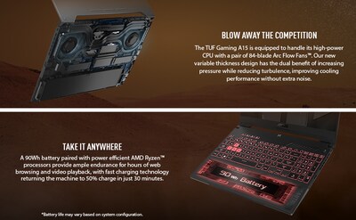 ASUS TUF A15 15.6" FHD 144Hz Gaming Laptop, NVIDIA GeForce RTX 4060, AMD Ryzen 5 7535HS, 16GB RAM, 512GB SSD, Windows 11
