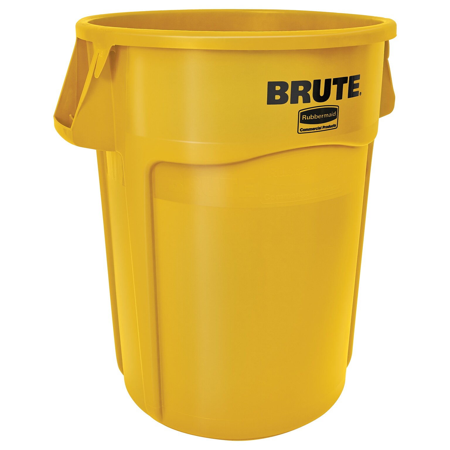 Rubbermaid Round Brute Trash Can Container w/Venting Channels, Yellow, 44 gallon