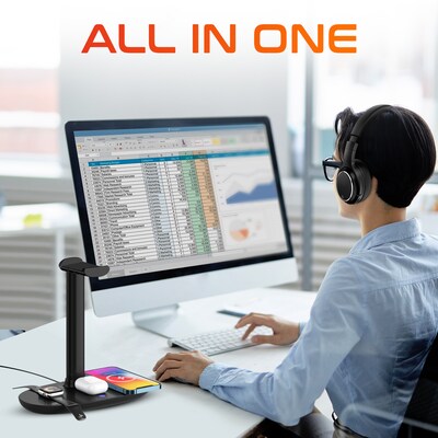 Delton M101 Wireless Noise Canceling Bluetooth Stereo Computer Headset and Stand, Black (DHSWC1101XD)
