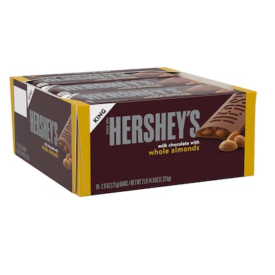HERSHEYS Milk Chocolate with Whole Almonds Candy Bars, 2.6 oz., 18/Box (HEC22100)