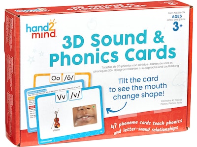 hand2mind 3D Sound and Phonics Flash Cards, 47/Pack (94474)